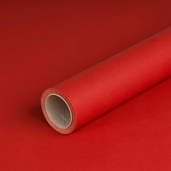 Carta Da Regalo Rossa 0,70 X 10 M, Carta Kraft - Compleanno & Natale-image