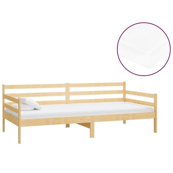 Vidaxl Letto Da Giorno Con Materasso 90X200 Cm In Legno Di Pino Massiccio-image