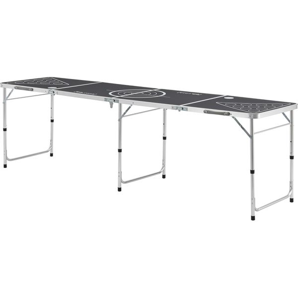 Tavolo Da Beer Pong Ibiza Tavolo Da Beer Pong Regolabile E Pieghevole 240X60Cm Struttura In Alluminio Nero-image