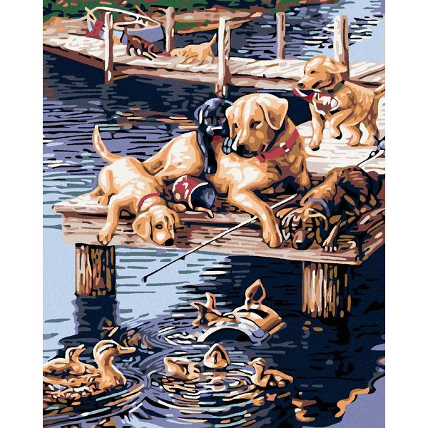 Quadro Numerico - Cani In Pensione, 40X50 Cm, Con Telaio (Già Teso)-image