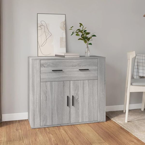 Vidaxl Credenza Grigio Sonoma 80X33X70 Cm Materiale A Base Di Legno-image