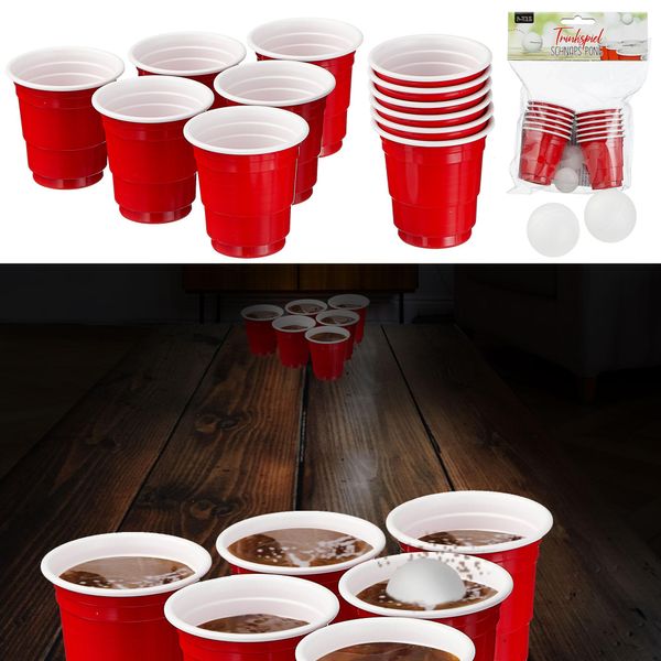 Gioco Di Bevute Alcoliche Pong Set 14 Pezzi Bicchieri Rossi Bianchi Bicchieri Di Plastica Bicchieri Alcolici Gioco Festa Divertente Scherzo Articolo-image
