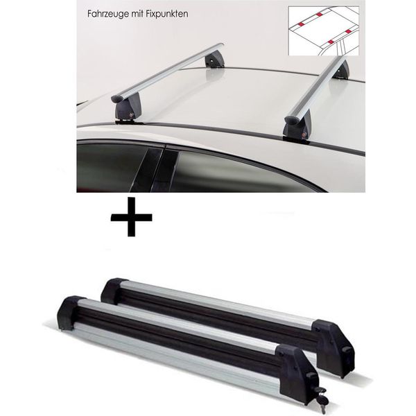 Portasci Silver Ice Estensibile + Portapacchi Vdp Delta Compatibile Con Per Mercedes Cls (X218) Shooting Brake (5 Porte) Dal 2012-image