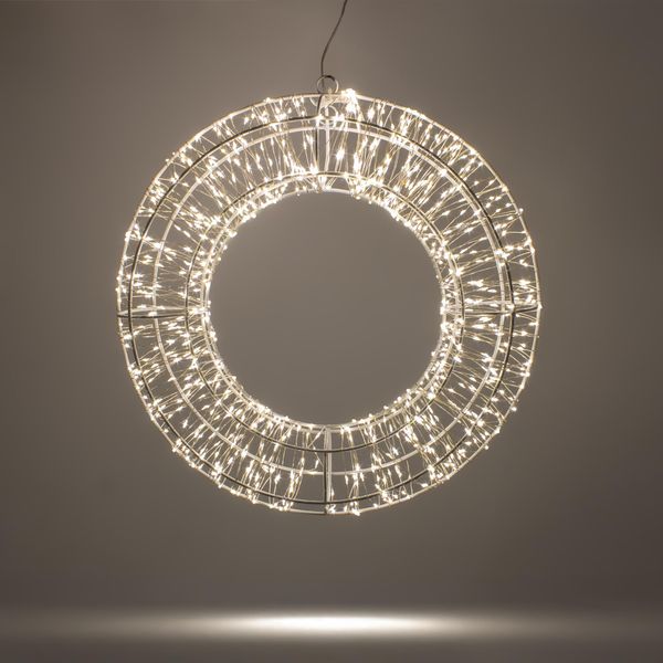 Ghirlanda Metallica A Led Argento Con 960 Led Bianco Caldo - 36 Cm - Ghirlanda Decorativa Da Appendere All'esterno Con Timer-image