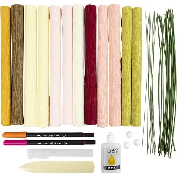 Kit Di Artigianato In Carta Crespa - Realizzare Un Bouquet Di Fiori, Inclusi Materiali E Istruzioni-image