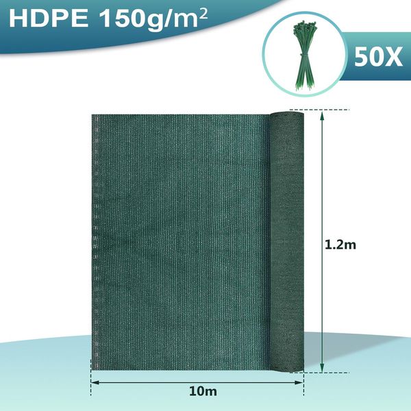 Swanew Schermo Di Privacy Del Balcone Schermo Di Recinzione Schermo Di Tennis 1.2X10M Schermo Di Privacy Hdpe Rete Di Recinzione Tessuto Ombreggiante Frangivento Verde-image