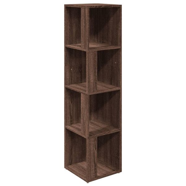 Vidaxl Scaffale Angolare Marrone Effetto Rovere 33X33X132 Cm Materiale A Base Di Legno-image