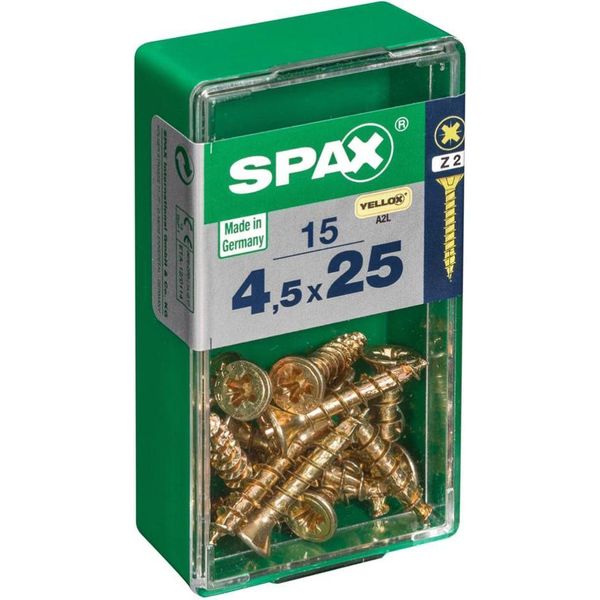 Set Di 15 Viti In Acciaio A Testa Svasata Pozidriv Spax, Diam.4,5 Mm X L.25 Mm-image