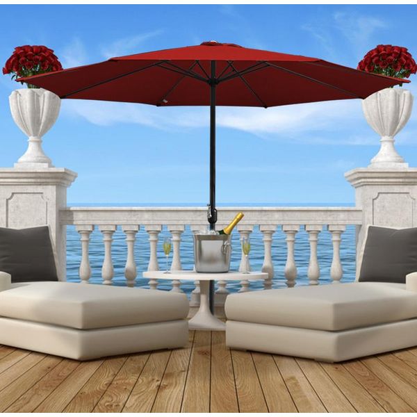 Ombrellone Fiqops Ø300Cm, Ombrellone Da Giardino, Senza Ripiegamento, Telo Dell'ombrellone Con Rivestimento In Pa, Protezione Uv Fino A Upf 50+, Senza Supporto, Rosso-image