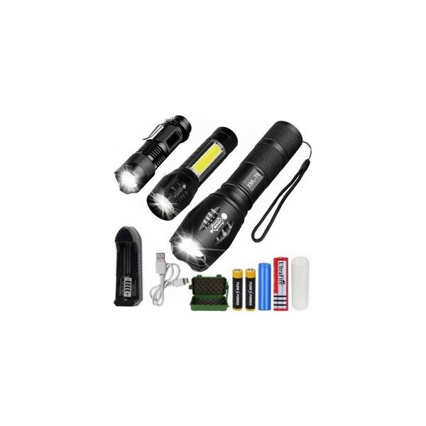 3X Torcia Led Cree XM-L T6 E Q5 2X Zoom E Xpe + Cob-image