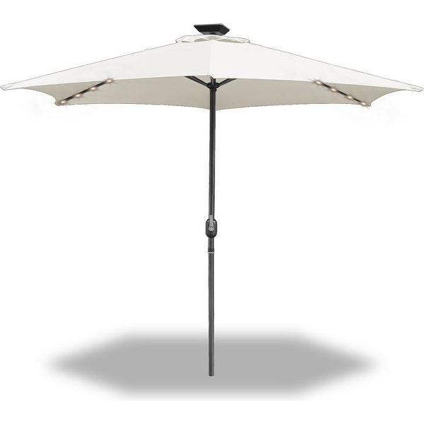 Fiqops 3,5 M Ombrellone Da Giardino Protezione Solare UV40+ Ombrellone Da Spiaggia Led Solare,Beige-image