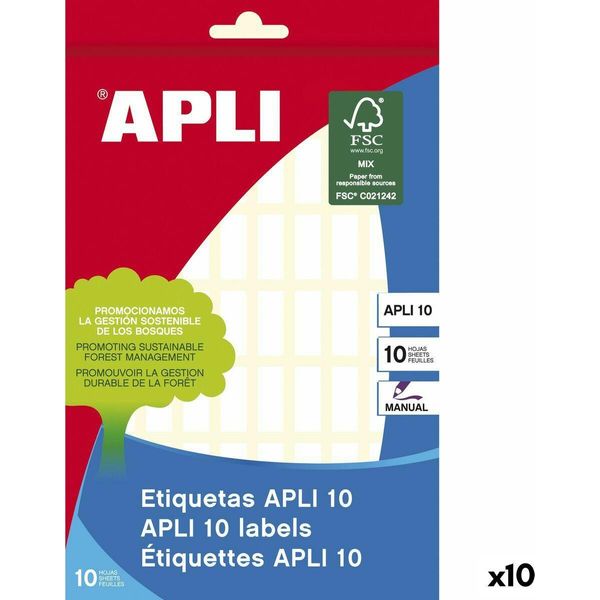 Etichette Adesive Apli 8 X 20 Mm Bianco 10 Fogli (10 Pezzi)-image