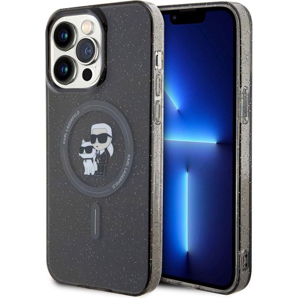 Karl Lagerfeld Klhmp15Xhgkcnok Custodia Rigida Per Iphone 15 Pro Max 6.7 Czarny/Nero Karl&Choupette Glitter Magsafe-image