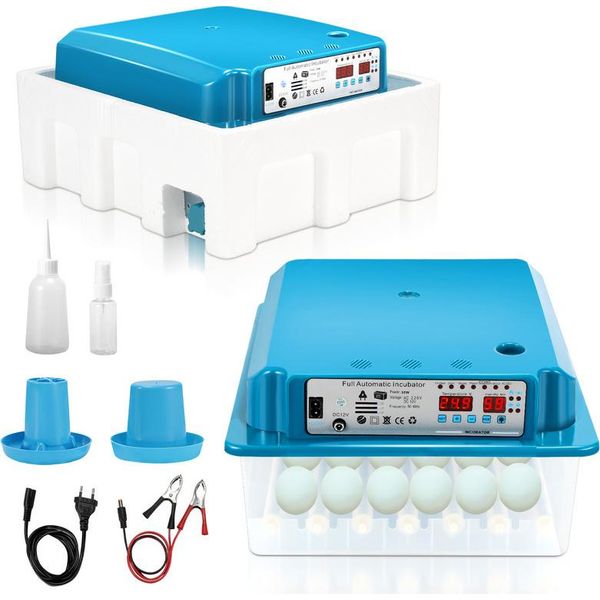 Incubatrice Sistema Di Rotazione + Controllo Della Temperatura Con Luce Led Per Uova Con Display Lcd Per Galline, Oche, Anatre, Piccioni, Quaglie, Uccelli 36 Uova Verde-image