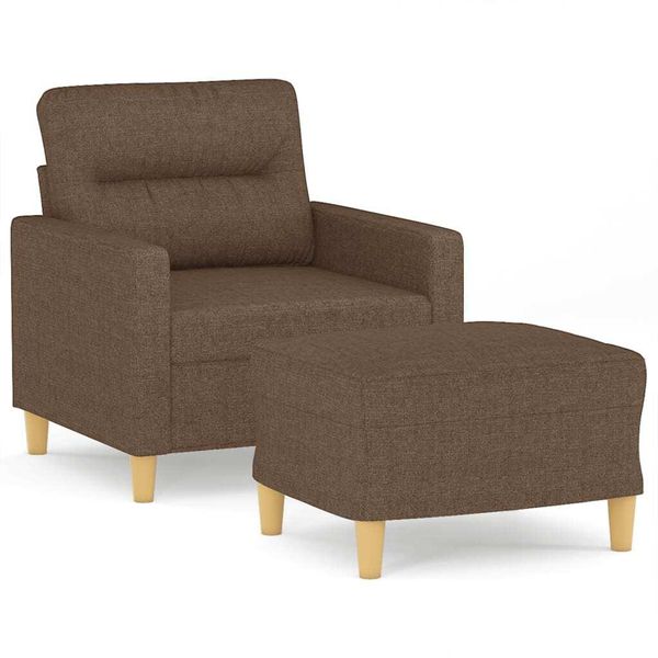 Vidaxl Poltrona Con Sgabello Marrone 60 Cm In Tessuto-image
