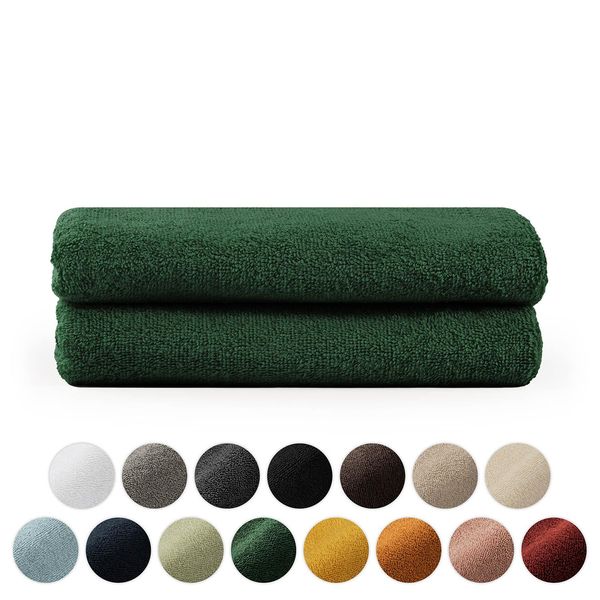 Set Di Asciugamani In Spugna Premium Blumtal Con Asole Per Appendere - Cotone Oeko-Tex, Morbido, Altamente Assorbente - Asciugamano 2X (50X100 Cm), Verde Scuro-image
