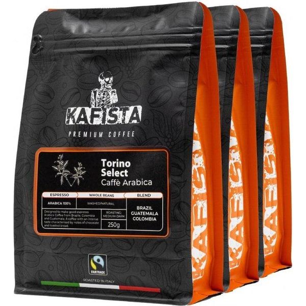Kafista "Torino Select"" - Caffè In Grani, 100% Arabica Espresso, Torrefatto In Italia 3X250G"-image