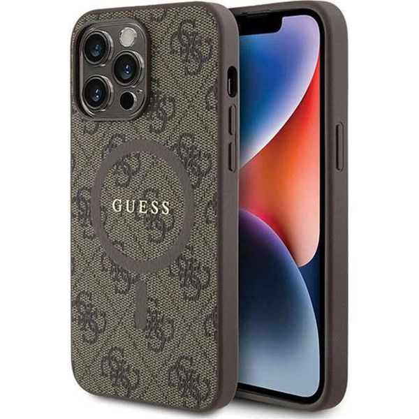 Guess Guhmp13Lg4Gfrw Iphone 13 Pro / 13 6.1 BrąZowy/Brown Custodia Rigida 4G Collection In Pelle Con Logo In Metallo Magsafe-image