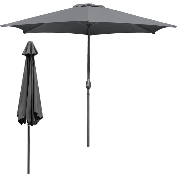 Ombrellone Ø3,5 M Ombrellone Da Giardino Ombrellone Da Terrazza Ombrellone A Braccio Ombrellone Da Mercato Ombrellone Da Spiaggia - Grigio-image