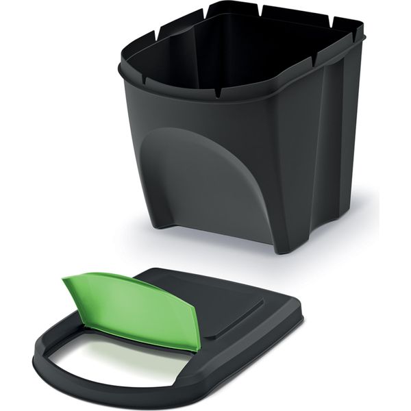 Set Di 3 Cestini Per Rifiuti Sistema Di Separazione Dei Rifiuti - Set Di Cestini Neri Da 3X25L Per L'impilamento Compatto, Modulare E Leggero Semplice Differenziazione Dei Rifiuti Domestici Plastica-image