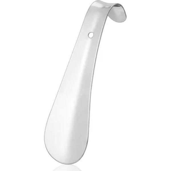 Calzascarpe In Acciaio Inox Da 16 Cm Piccolo | Calzascarpe | Calzascarpe In Metallo | Design Robusto | Calzascarpe In Metallo Con Perforazione Per Essere Appeso-image