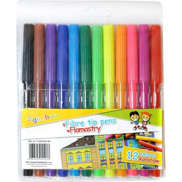 Pennarelli Per La Scuola Gimboo 12 Colori - Punta Da 1 Mm-image