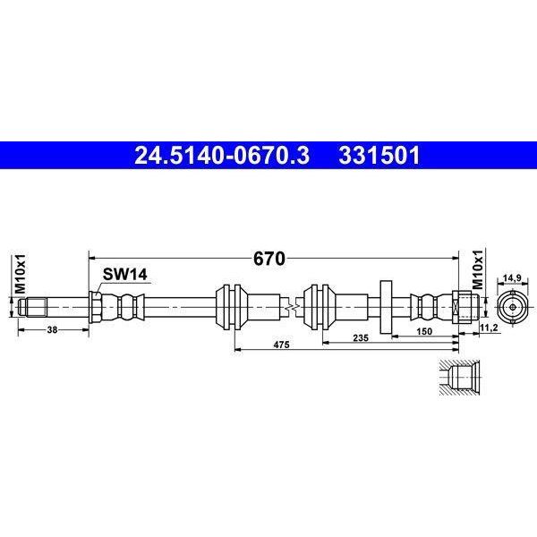 Ate 24.5140-0670.3 - Oe 4G0 611 707 H Tubo Freno Per A6 (4G), A7 (4G)-image