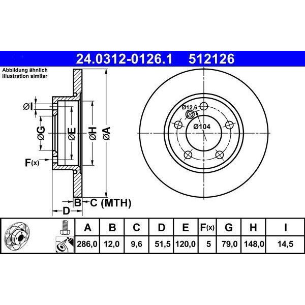 Ate 24.0312-0126.1 - Oe 34 11 1 160 673 Disco Freno Per Serie 3 (E36), Z3 (E36)-image