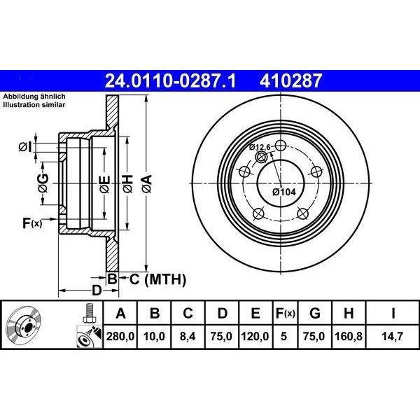 Ate 24.0110-0287.1 - Oe 34 21 6 766 225 Disco Freno Per Z4 (E85)-image