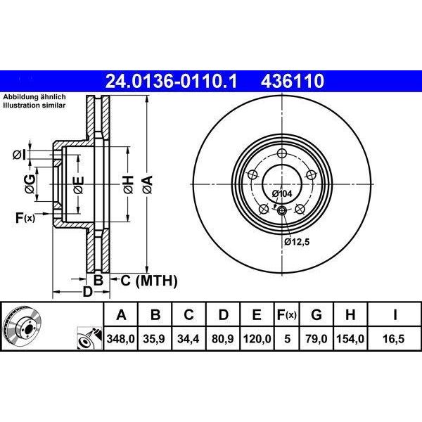 Ate 24.0136-0110.1 - Oe 34 11 6 767 353 Disco Freno Per Serie 7 (E65)-image