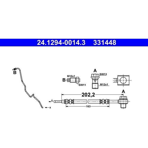 Ate 24.1294-0014.3 - Tubo Freno Oe 6R0 611 763 A Per A1 (8X), Ibiza (6J, 6P), Polo (6C, 6R)-image