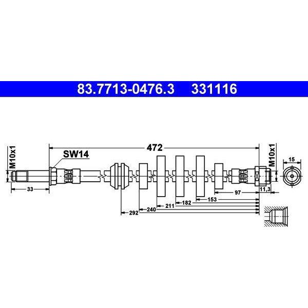 Ate 83.7713-0476.3 - Tubo Freno Oe 8K0 611 707 A Per A4 (8K), A5 (8T), A5 (8F)-image