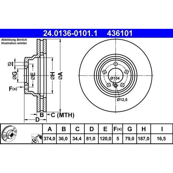 Ate 24.0136-0101.1 - Oe 34 11 6 753 091 Disco Freno Per Serie 7 (E65)-image