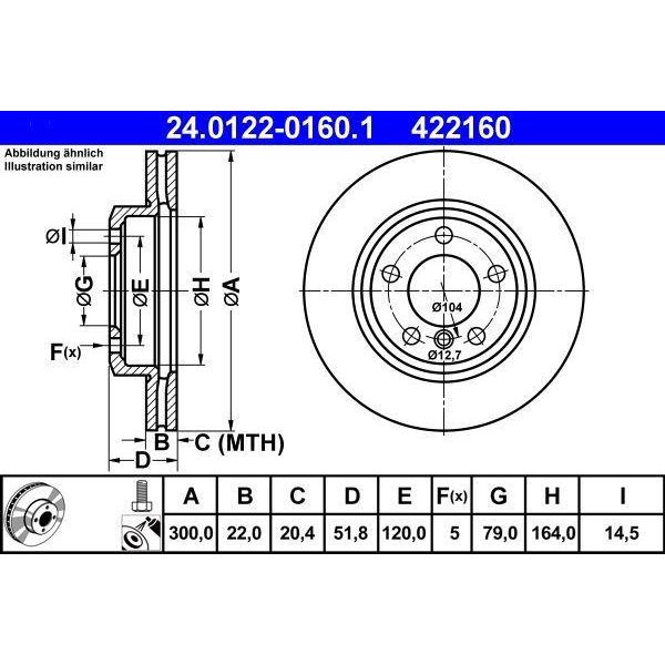 Ate 24.0122-0160.1 - Oe 34 11 1 164 539 Disco Freno Per Z4 (E85), Z3 (E36), Serie 3 (E46)-image