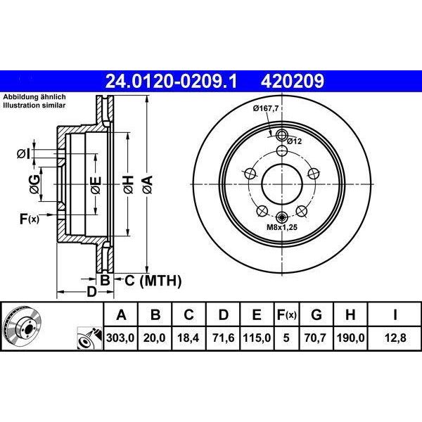Ate 24.0120-0209.1 - Disco Freno Oe 96625873 Per Captiva, Antara (L07)-image