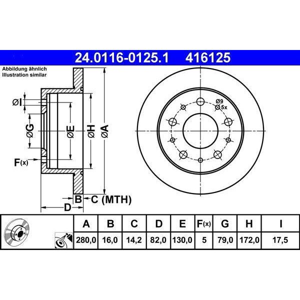 Ate 24.0116-0125.1 - Disco Freno Oe 4246 Z1 Per Ducato, Jumper, Boxer-image