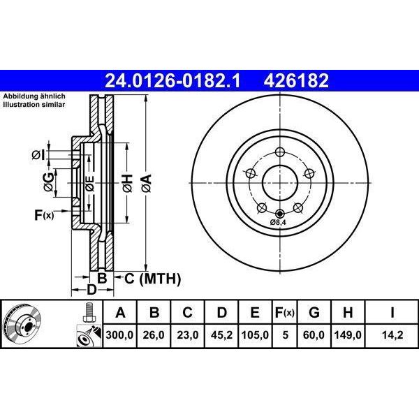 Ate 24.0126-0182.1 - Disco Freno Oe 13502059 Per Trax, Mokka X (J13)-image
