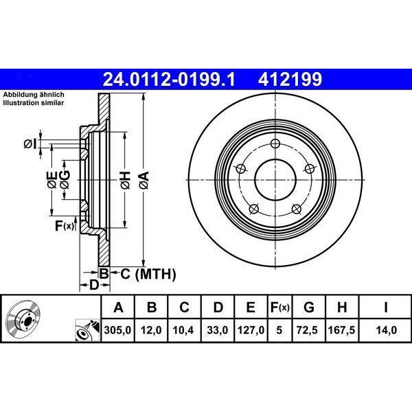 Ate 24.0112-0199.1 - Oe K04721996AA Disco Freno Per Freemont-image