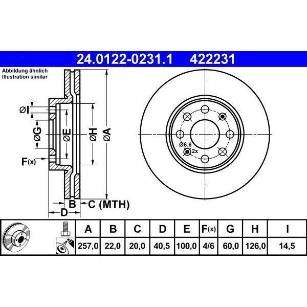 Ate 24.0122-0231.1 - Disco Freno Oe 55700920 Per Corsa D (S07), Corsa E (X15), Punto, Adam-image
