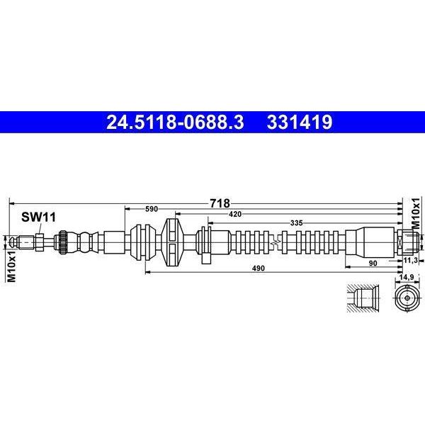 Ate 24.5118-0688.3 - Tubo Freno Oe 34 32 6 775 261 Per Serie 6 (F13), Serie 6 (F06), Serie 5 (F10), Serie 5 Gt (F07), Serie 5 (F11), Serie 7 (F01), Taycan (Y1), Serie 6 (F12)-image