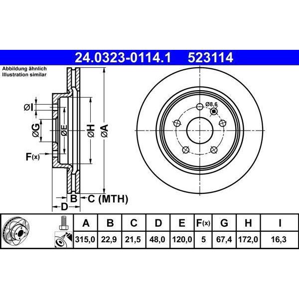 Ate 24.0323-0114.1 - Disco Freno Oe 13501314 Per Insignia A (G09), Malibu (V300)-image