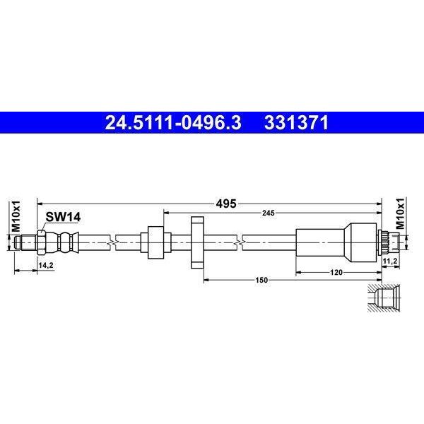 Ate 24.5111-0496.3 - Tubo Freno Oe 4806 K7 Per C3 Ii (Sc), C3 Iii (Sx), C4 Cactus, 208 I (Ca, Cc), 208 (Cr), DS3, 2008 I (Cu)-image