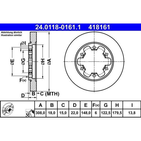 Ate 24.0118-0161.1 - Disco Freno Oe 1815600 Per Transit V363-image
