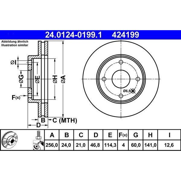 Ate 24.0124-0199.1 - Disco Freno Oe 96264591 Per Lacetti (J200), Rezzo (U100)-image