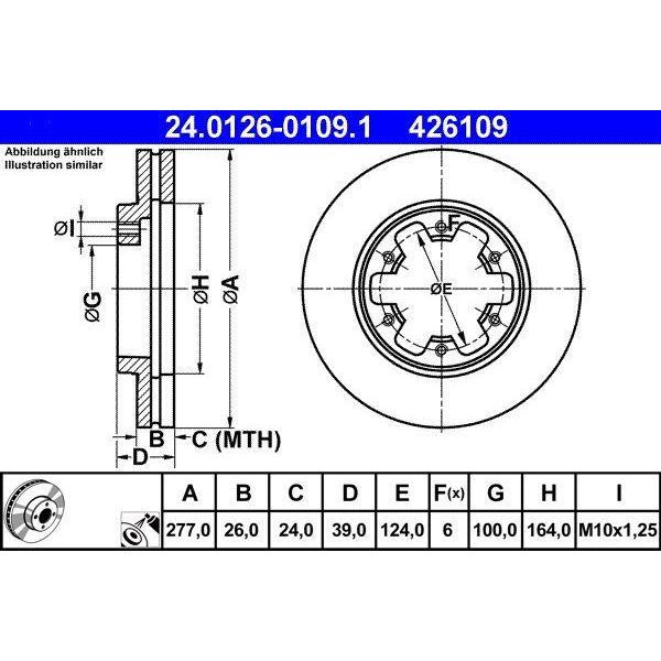 Ate 24.0126-0109.1 - Oe 1954433 Disco Freno Per Maverick, Pathfinder Ii (R50), Pick-Up (D22), Terrano I (WD21), Terrano Ii (R20)-image