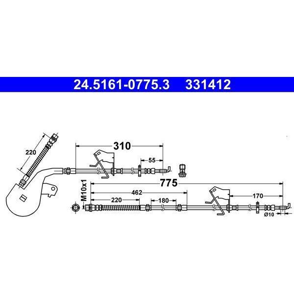 Ate 24.5161-0775.3 - Tubo Freno Oe 4806 K4 Per C5 Iii (Rw), C5 Iii (Rd), C6 (Td), 407, 508 (8D), 508 (8E)-image