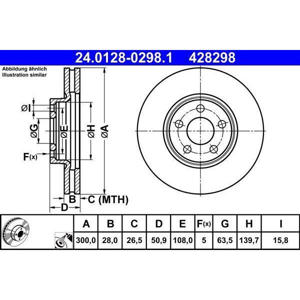 Ate 24.0128-0298.1 - Oe 1877785 Disco Freno Per Galaxy (Ck), S-Max (Cj, WA6)-image