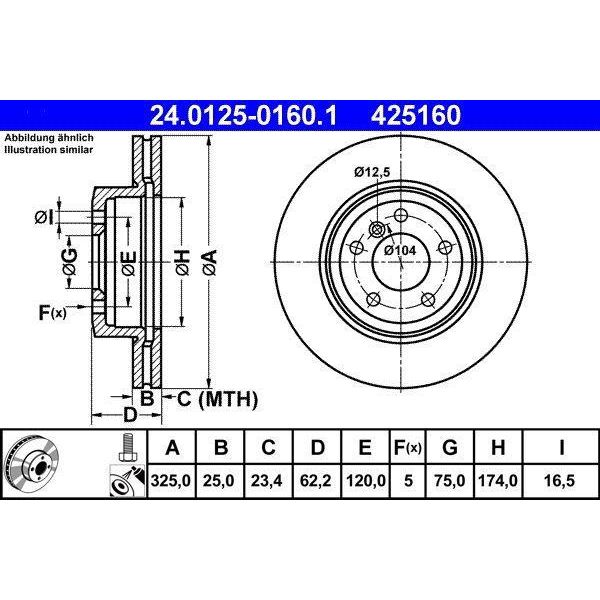 Ate 24.0125-0160.1 - Oe 34 11 3 400 151 Disco Freno Per X3 (E83)-image