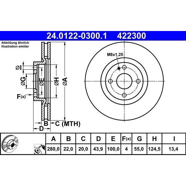 Ate 24.0122-0300.1 - Oe N251 33 251 Disco Freno Per MX-5 Iv (Nd), 124 Spider-image