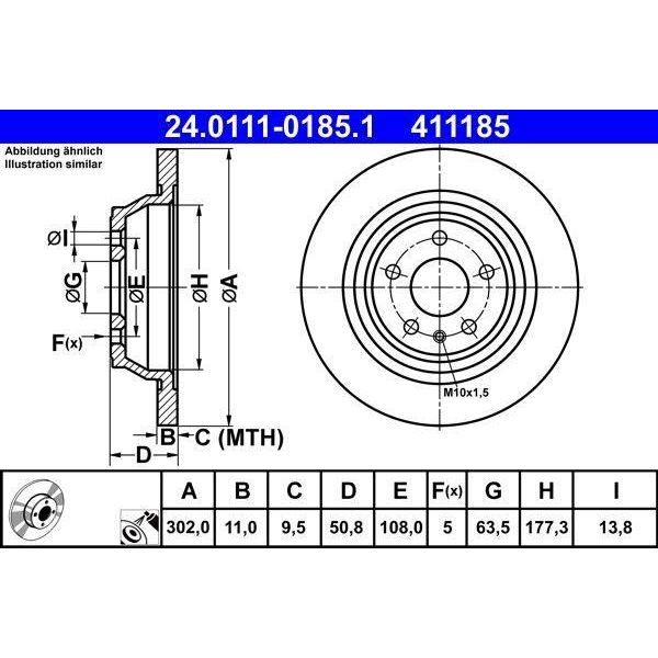 Ate 24.0111-0185.1 - Oe 5202204 Disco Freno Per Mondeo V-image